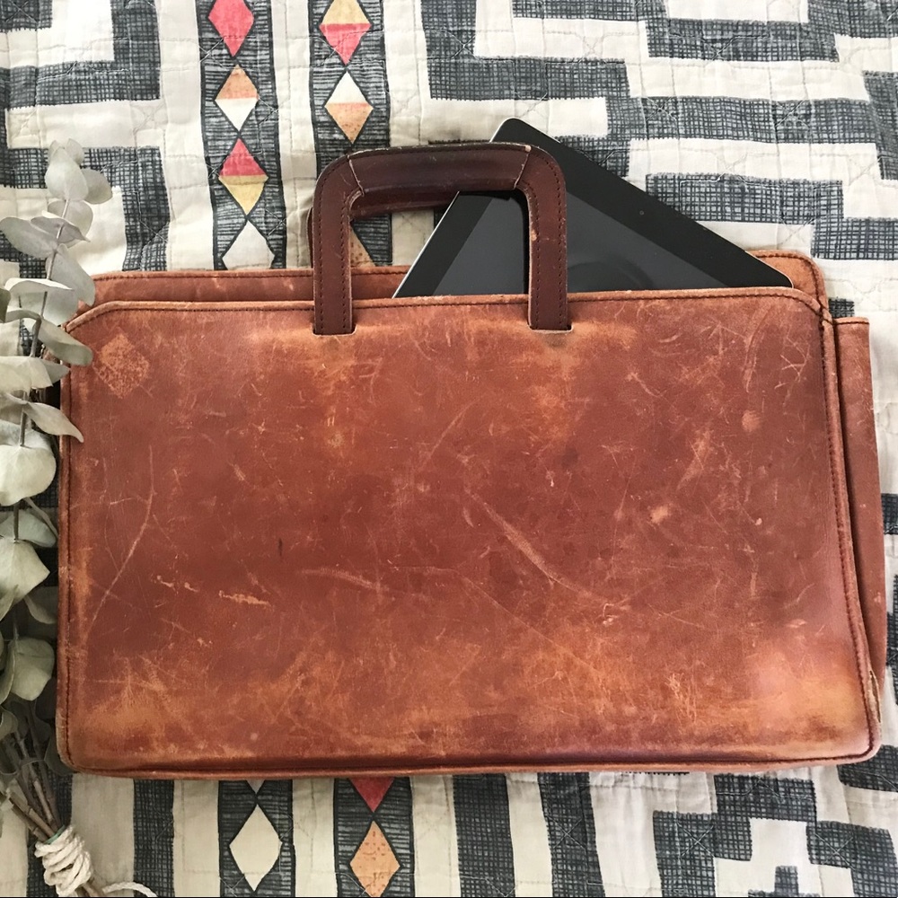 Vintage leather iPad computer bag